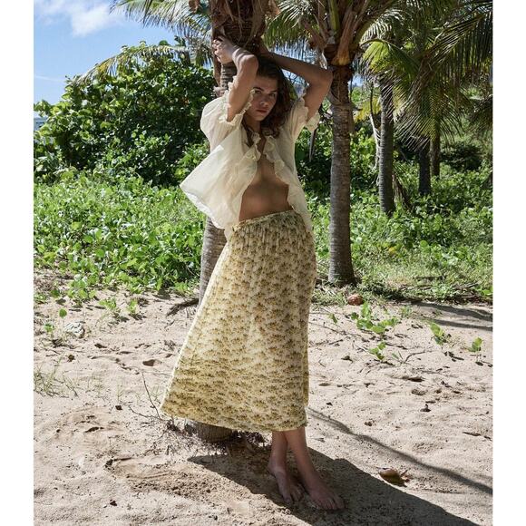 DÔEN Marcie Skirt - M Citron Rosier Floral